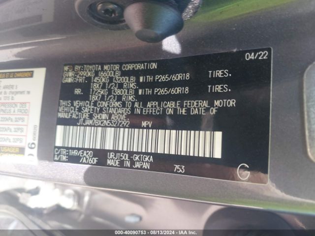 JTJAM7BX2N5327292 Lexus 460 Premium
