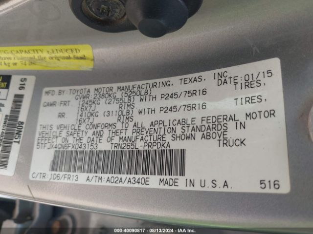 5TFJX4GN6FX043153 Toyota Tacoma Prerunner
