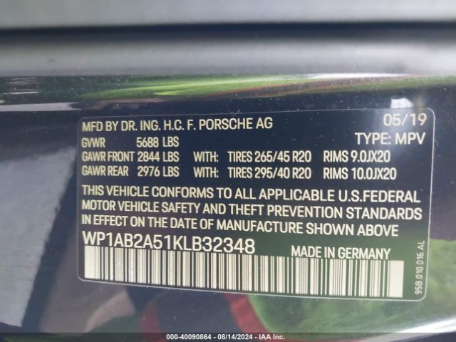 WP1AB2A51KLB32348 Porsche MACAN S