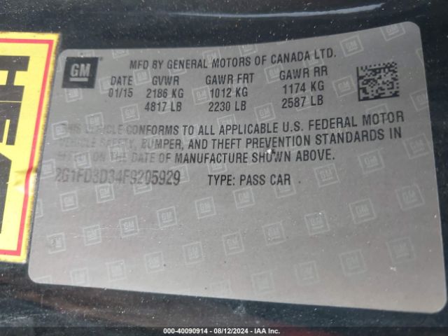 2G1FD3D34F9205929 Chevrolet Camaro 1lt