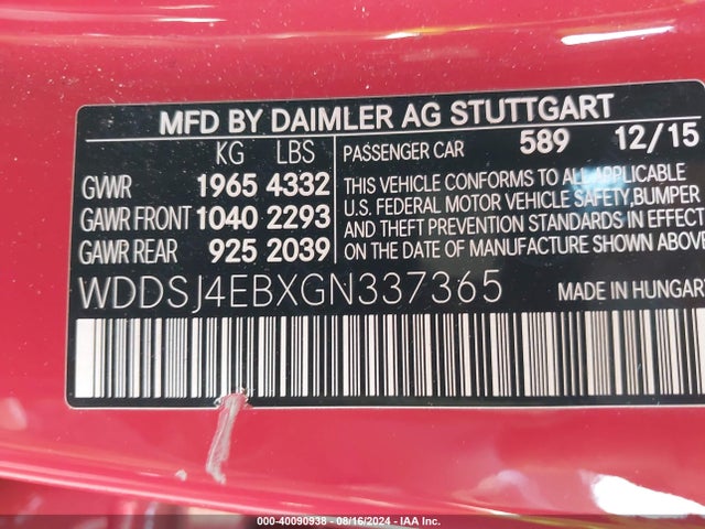 Mercedes-Benz CLA 250 2016 WDDSJ4EBXGN337365 Image 9