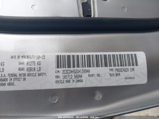 Dodge Charger Sxt 2016 2C3CDXHG2GH120940 Image 9