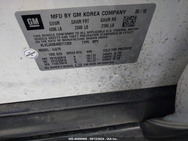 KL4CJASB4KB711359 Buick Encore Fwd Preferred