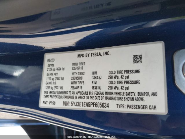 5YJ3E1EA5PF605634 Tesla Model 3 Rear-wheel Drive