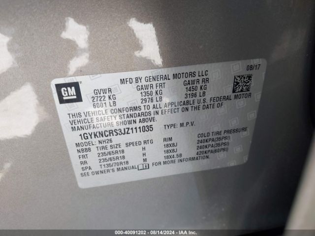 1GYKNCRS3JZ111035 Cadillac XT5 LUXURY