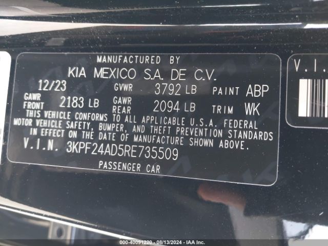 3KPF24AD5RE735509 KIA Forte Lxs