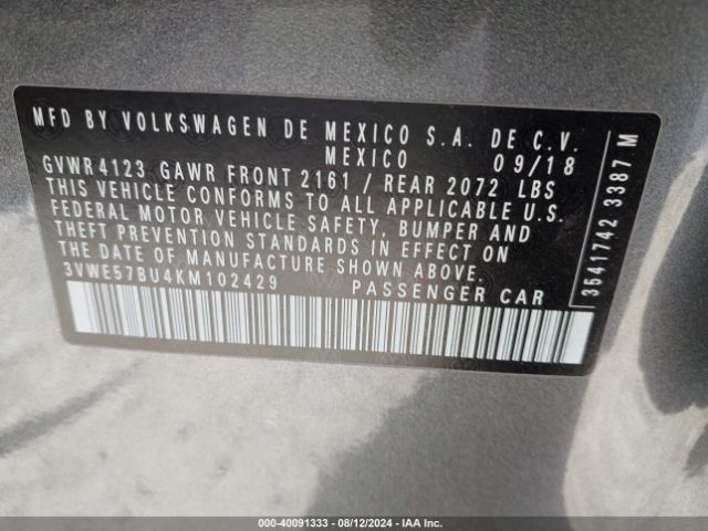 3VWE57BU4KM102429 Volkswagen Jetta 1.4t Sel
