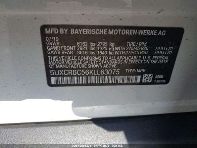5UXCR6C56KLL63075 BMW X5 Xdrive40i