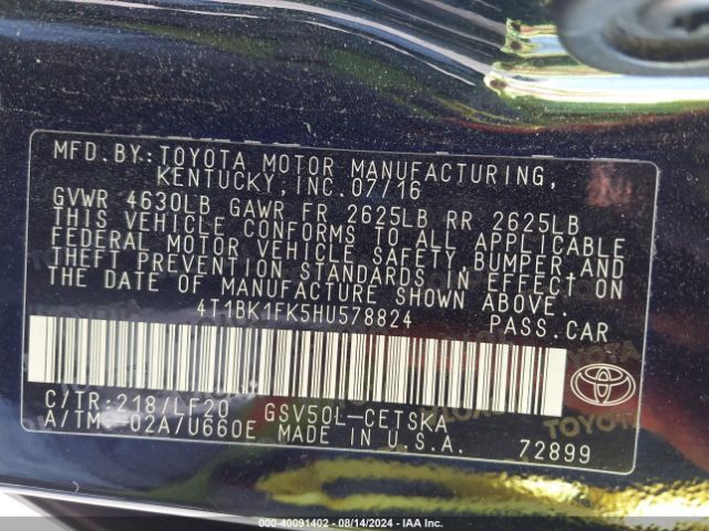 4T1BK1FK5HU578824 Toyota Camry Xse V6