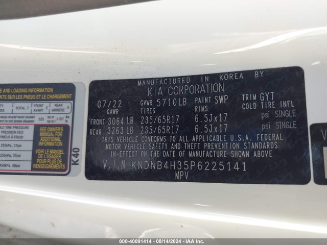 KIA Carnival Mpv Lx 2023 KNDNB4H35P6225141 Image 9