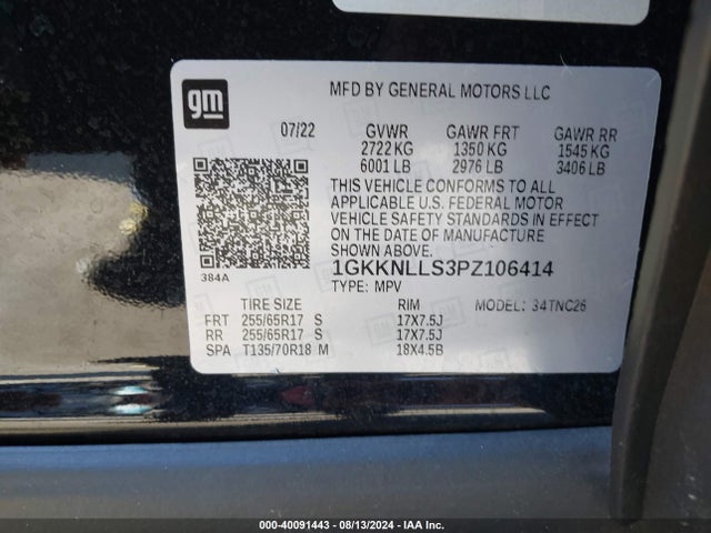 1GKKNLLS3PZ106414 GMC Acadia Awd At4