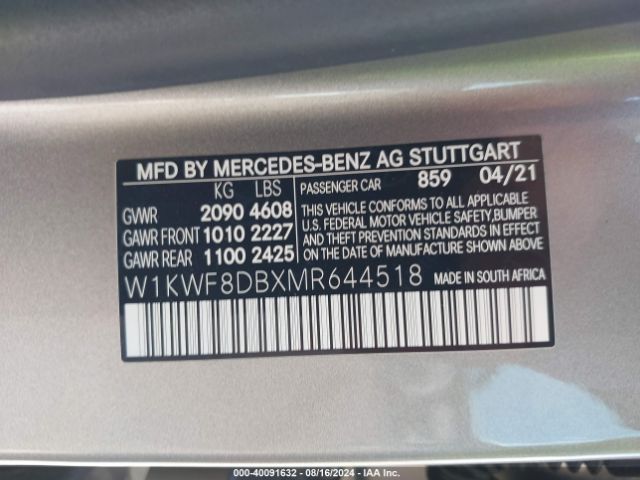 W1KWF8DBXMR644518 Mercedes-Benz C 300 Sedan