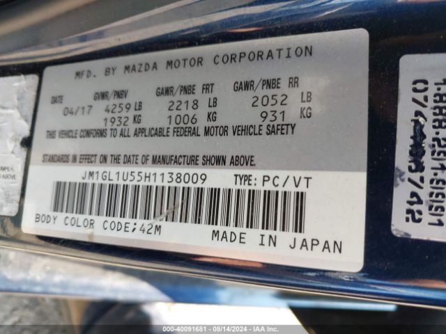 JM1GL1U55H1138009 Mazda Mazda6 Sport