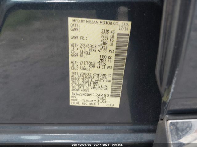 5N1AZ2MG5HN124482 Nissan MURANO SV