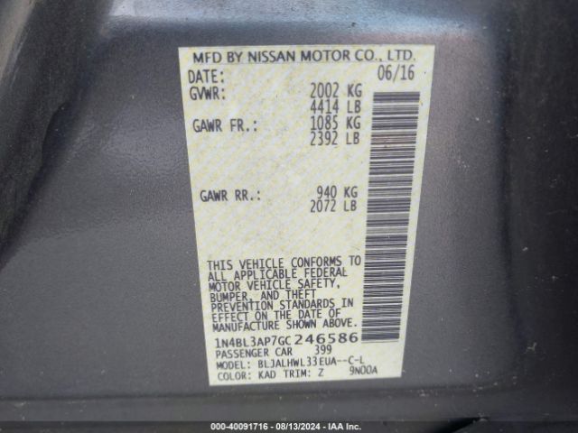 1N4BL3AP7GC246586 Nissan Altima 3.5 Sr