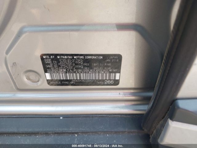 JA4AD2A39JJ004213 Mitsubishi Outlander Es