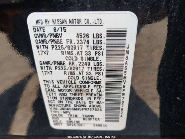 Nissan Rogue Select S 2015 JN8AS5MV8FW767624 Image 9