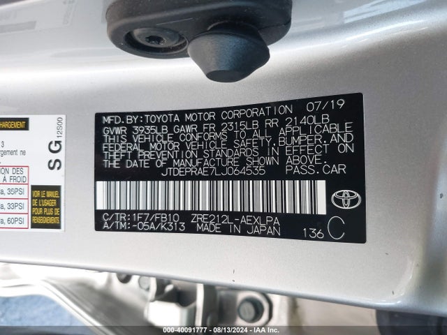 Toyota COROLLA LE 2020 JTDEPRAE7LJ064535 Image 9