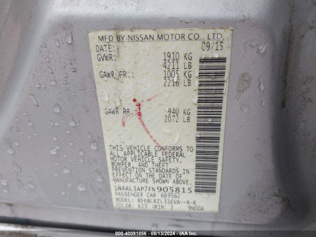 1N4AL3AP7FN905815 Nissan Altima 2.5/s/sv/sl