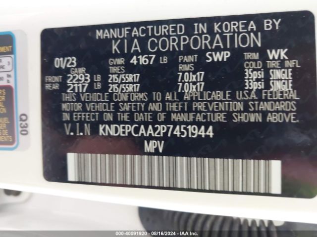 KNDEPCAA2P7451944 KIA Seltos Lx