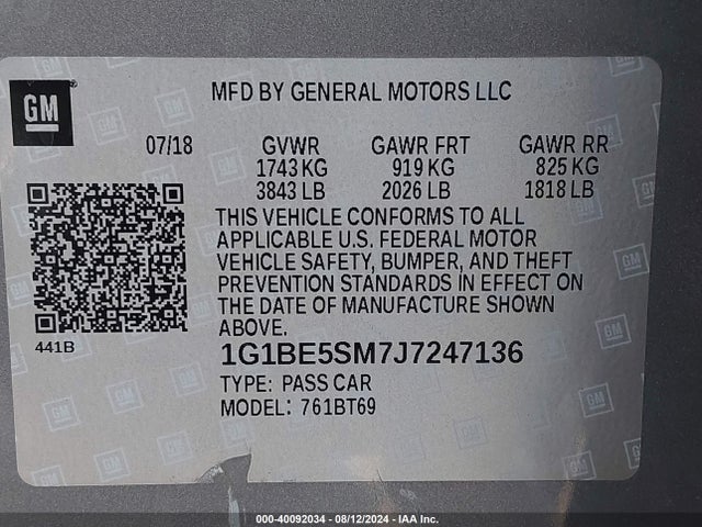 Chevrolet Cruze Lt Auto 2018 1G1BE5SM7J7247136 Image 9