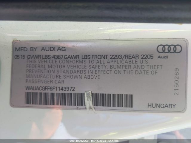 WAUACGFF6F1143972 Audi A3 1.8t Premium