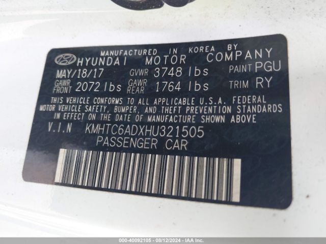 KMHTC6ADXHU321505 Hyundai Veloster