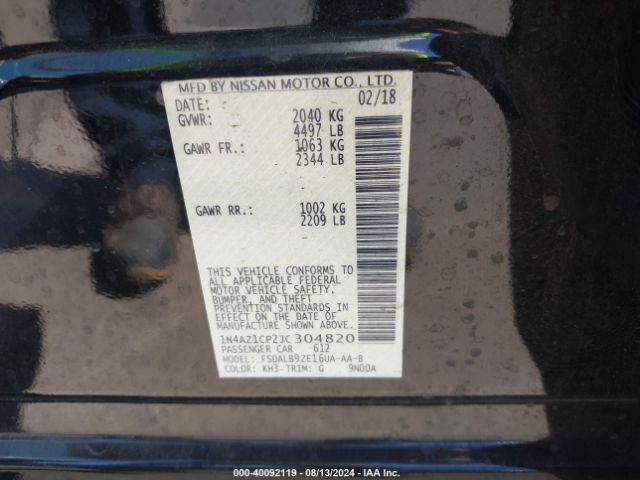1N4AZ1CP2JC304820 Nissan LEAF S