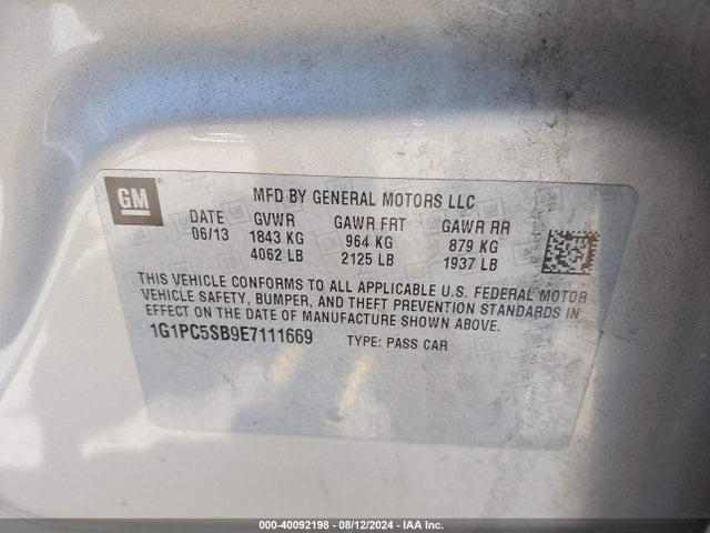 Chevrolet Cruze 1lt Auto 2014 1G1PC5SB9E7111669 Image 9
