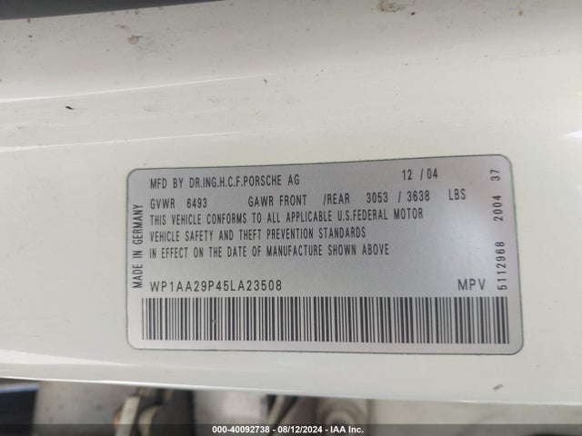 2005 PORSCHE CAYENNE WP1AA29P45LA23508 Photo 8