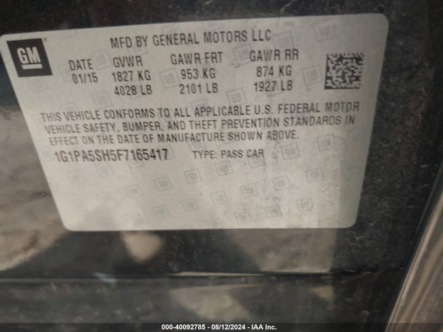 Chevrolet Cruze Ls Auto 2015 1G1PA5SH5F7165417 Image 9