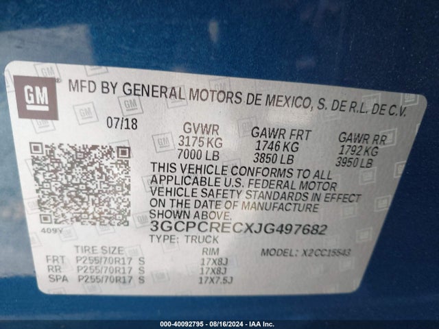 Chevrolet Silverado 1500 Lt 2018 3GCPCRECXJG497682 Image 9