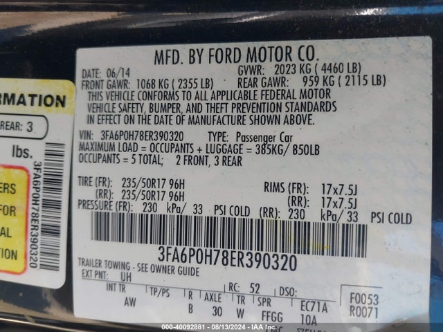 Ford 2014 2014 3FA6P0H78ER390320 Image 20
