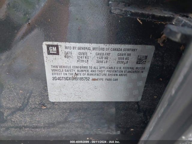 2G4GT5GX0H9185752 Buick Regal Turbo Gs