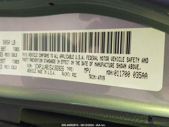 1C4PJLAB1EW182826 Jeep Cherokee Sport