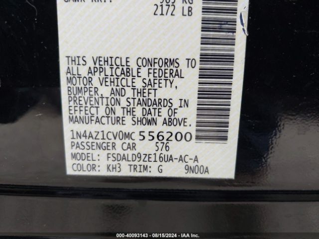 1N4AZ1CV0MC556200 Nissan Leaf Sv 40 Kwh