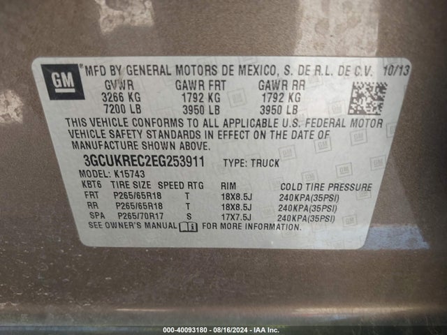 Chevrolet Silverado 1500 1lt 2014 3GCUKREC2EG253911 Image 9