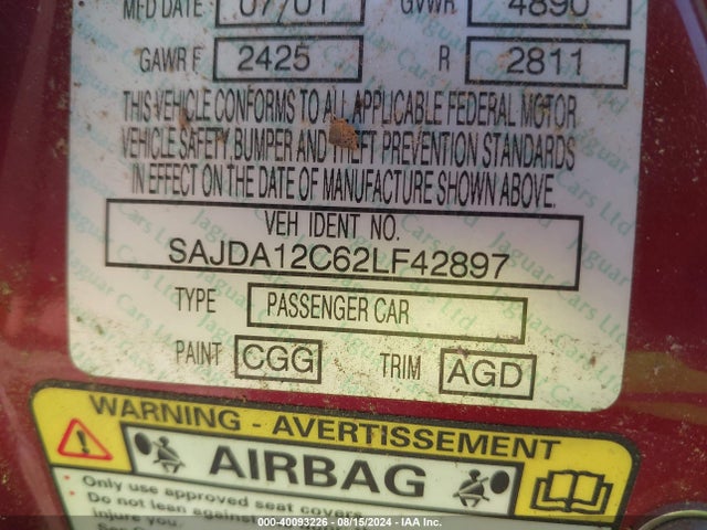 2002 JAGUAR XJ8 SAJDA12C62LF42897 Photo 8