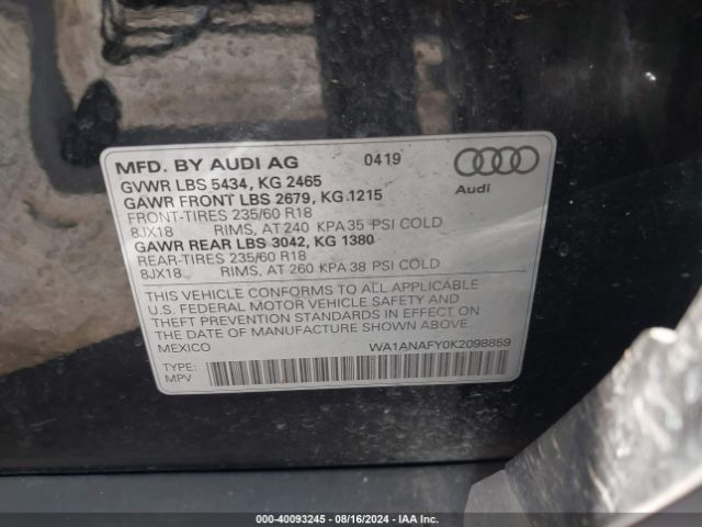 WA1ANAFY0K2098859 Audi Q5 45 Premium