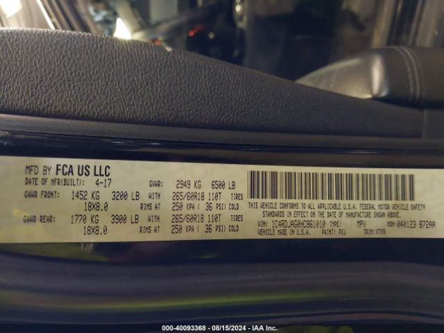 1C4RDJAG0HC861010 Dodge Durango Sxt Awd