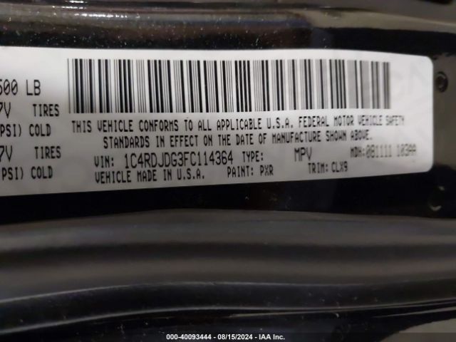 1C4RDJDG3FC114364 Dodge DURANGO LIMITED