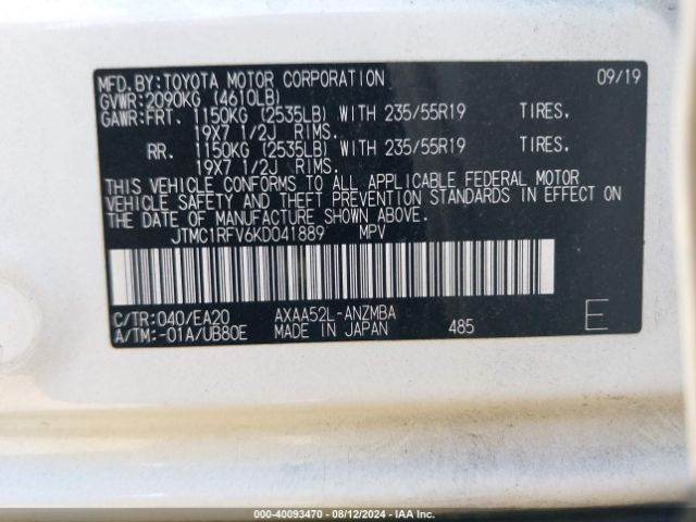 JTMC1RFV6KD041889 Toyota Rav4 Xle Premium