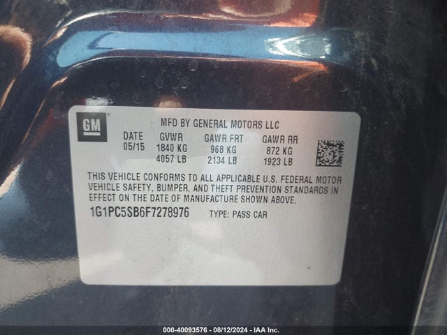 Chevrolet Cruze 1lt Auto 2015 1G1PC5SB6F7278976 Image 9