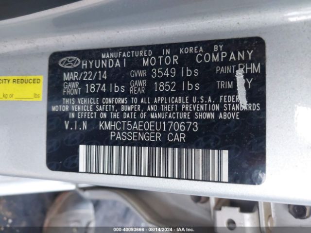 KMHCT5AE0EU170673 Hyundai ACCENT GS