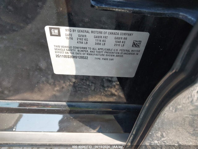 Chevrolet IMPALA 1LT 2017 2G1105S36H9128522 Image 9
