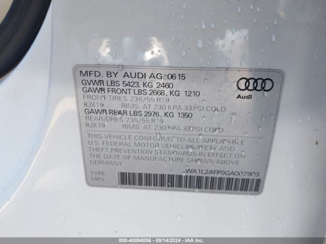 WA1L2AFP9GA007903 Audi Q5 2.0t Premium