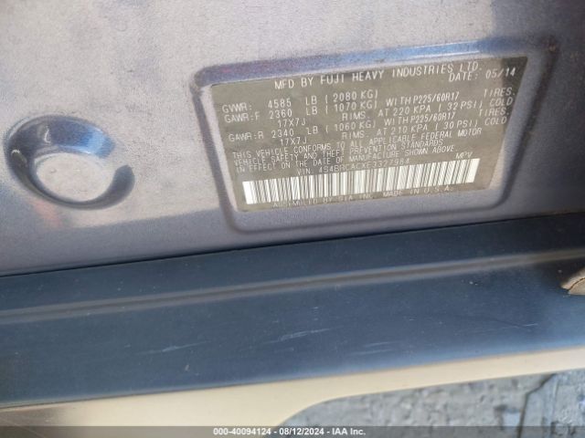 4S4BRCACXE3327984 Subaru Outback 2.5i