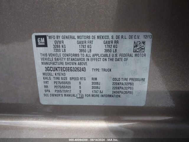 3GCUKTEC6EG326243 Chevrolet Silverado 1500 High Country