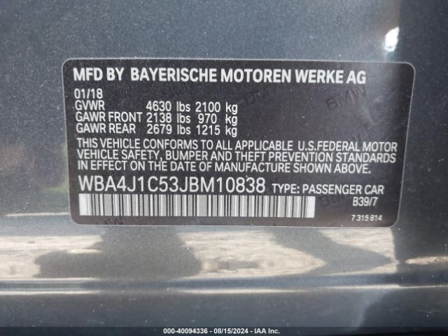 WBA4J1C53JBM10838 BMW 430i Gran Coupe