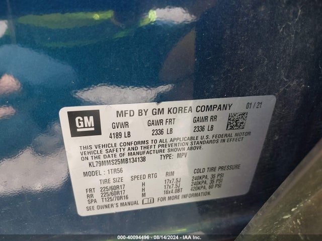 Chevrolet Trailblazer Fwd Ls 2021 KL79MMS25MB134138 Image 9